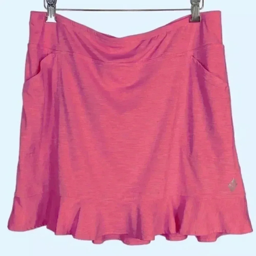 Jofit Womens XL Flounce Golf Tennis Skort Pink Space Dye Pockets Pull On